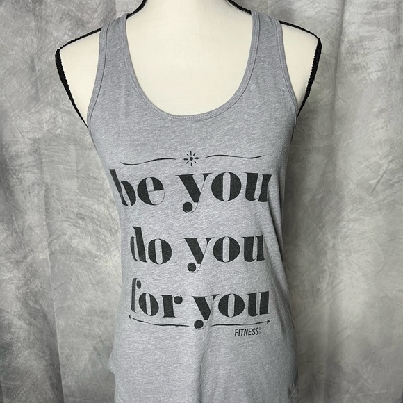 Fitness Tee Co 🌟2/$20 Gray Be You Do You For You Racerback Tank Top - LG - Picture 2 of 9